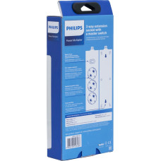 Philips сетевой фильтр 3 Розетки, кабель - 2M, черный